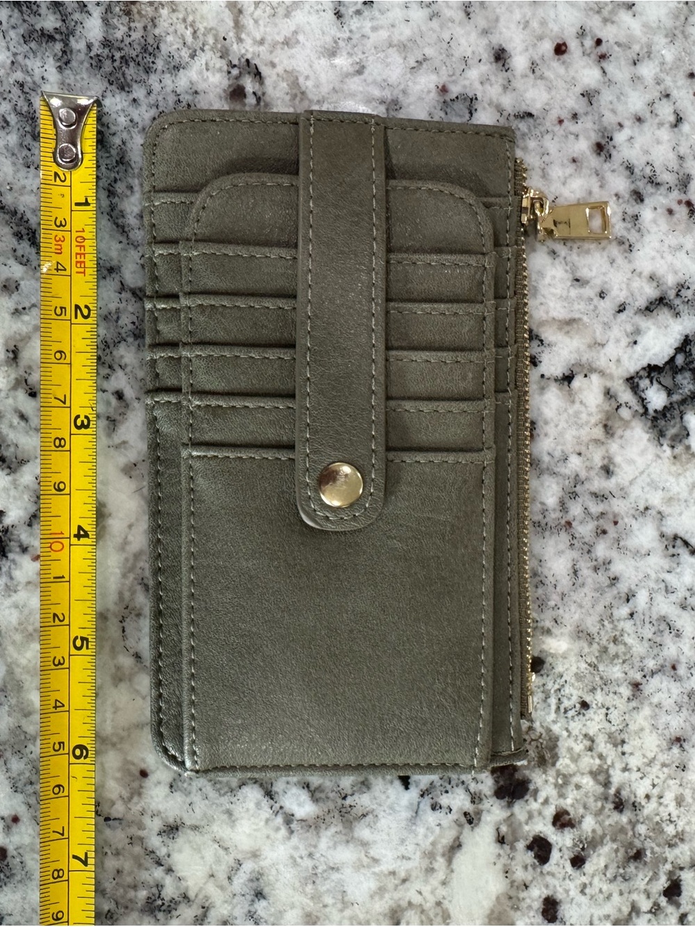 Olive Green Card Holder Wallet with Zipper